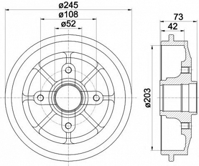 HELLA PAGID 8dt355300591 -  Тормозной барабан